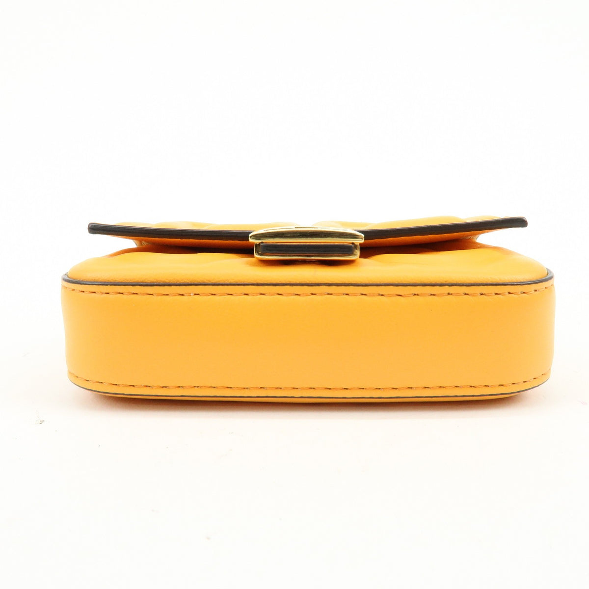 Fendi Chain Baguette Charm Zucca Embossed Leather Orange Leather Handbag (Pre-Owned)