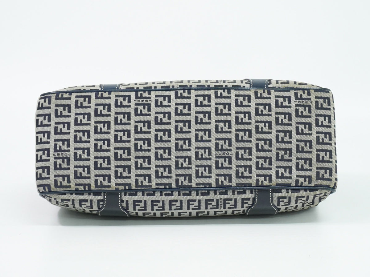 Fendi Vintage Shoulderbag Canvas Navy Canvas Shoulder Bag Bag (Pre-Owned)