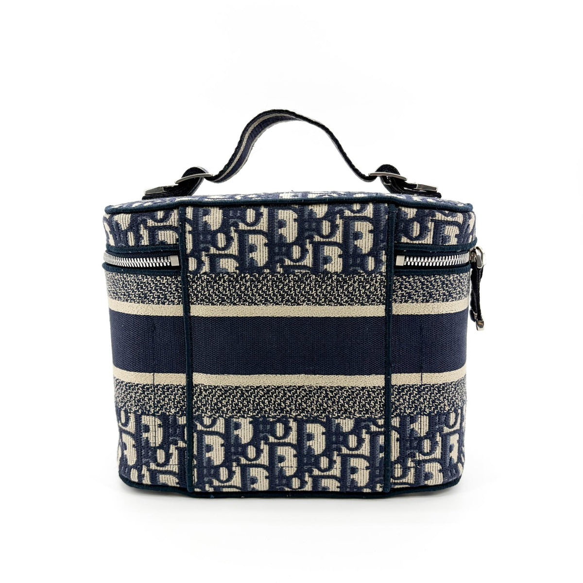 Christian Dior Diortravel Vanity Case Oblique Canvas Navy Canvas Handbag (Pre-Owned)