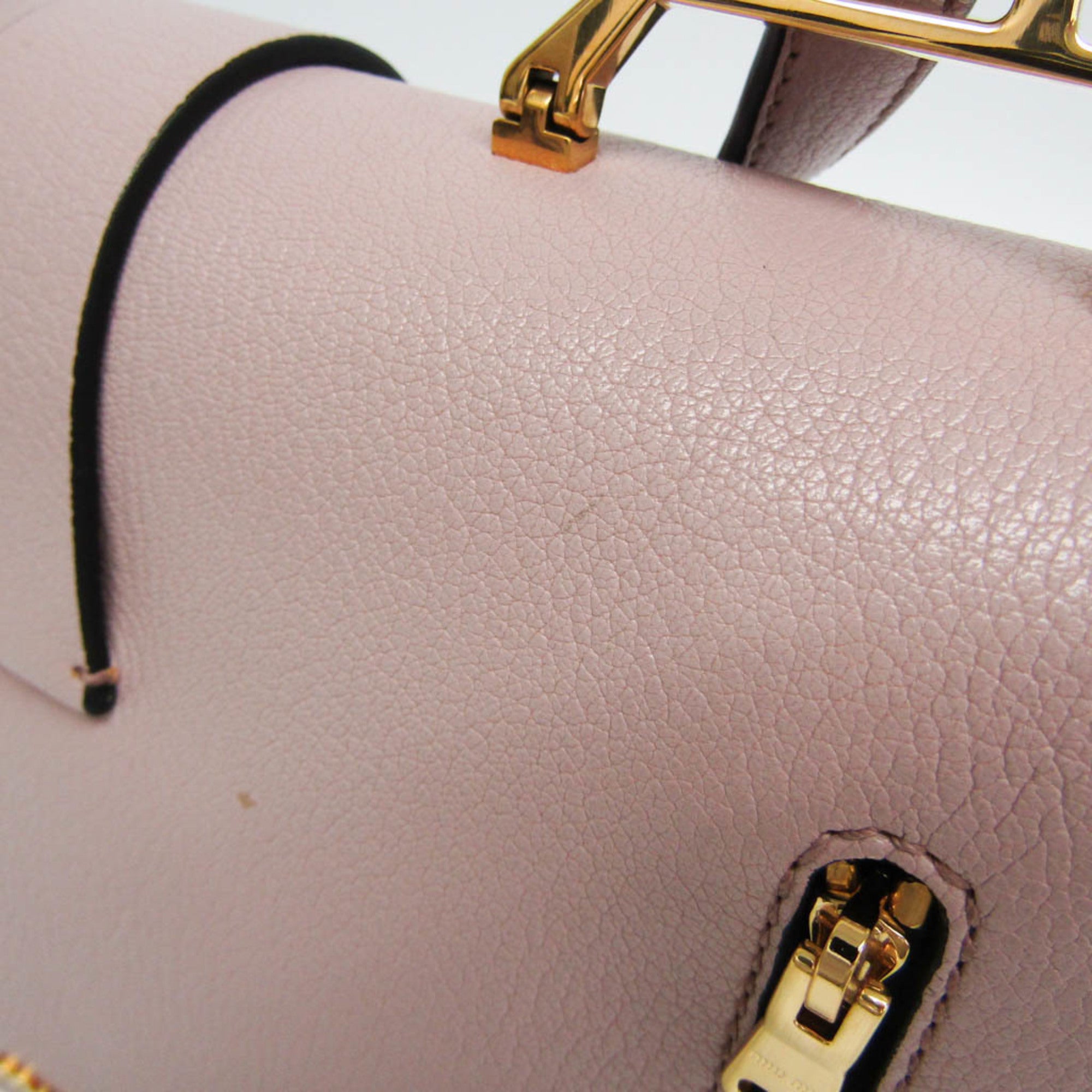 Miu Miu Madras Convertible Compartment Top Handle Leather Pink Leather Handbag (Pre-Owned)