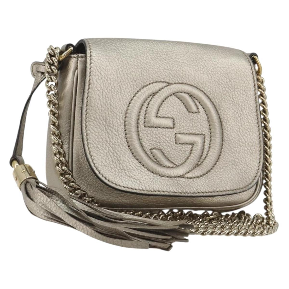 Gucci Soho Chain Leather Silver Leather Shoulder Bag Bag (Pre-Owned)