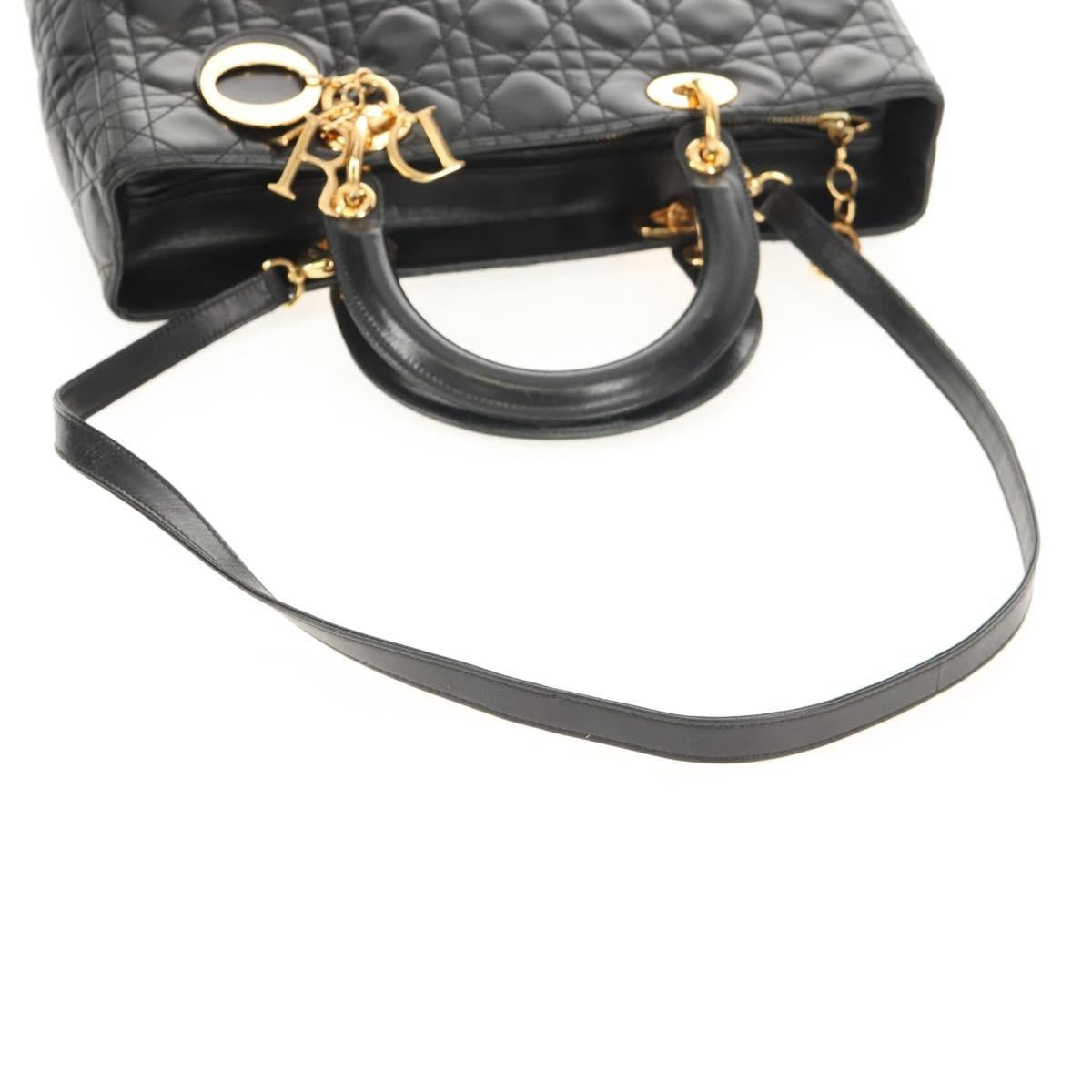 Christian Dior Lady Dior Leather Black Leather Handbag (Pre-Owned)