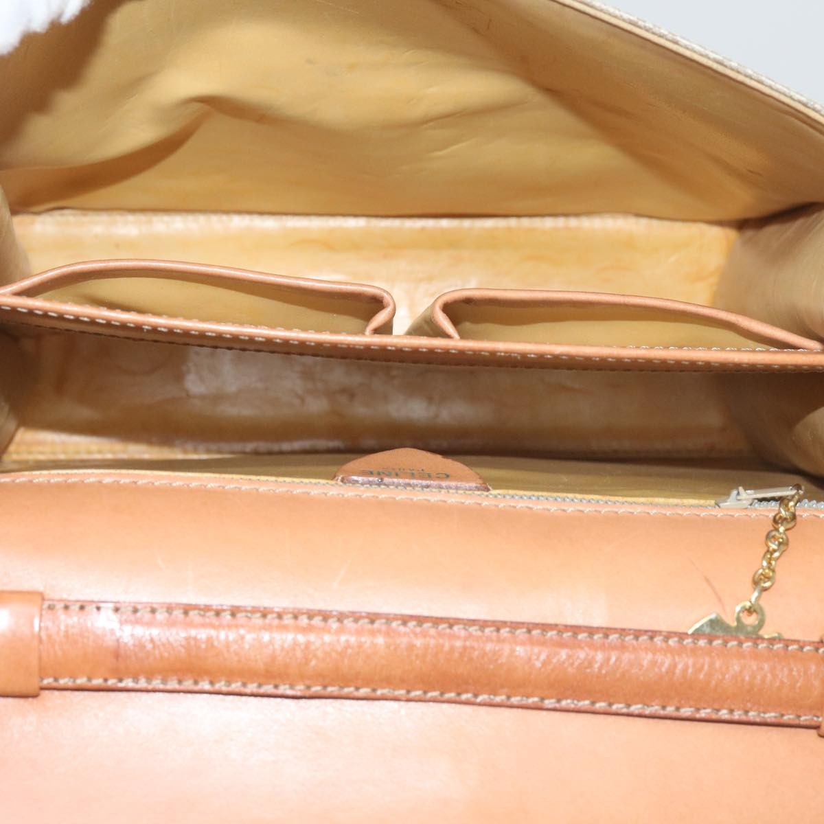 Celine Vintage Macadam Canvas Beige Canvas Shoulder Bag Bag (Pre-Owned)