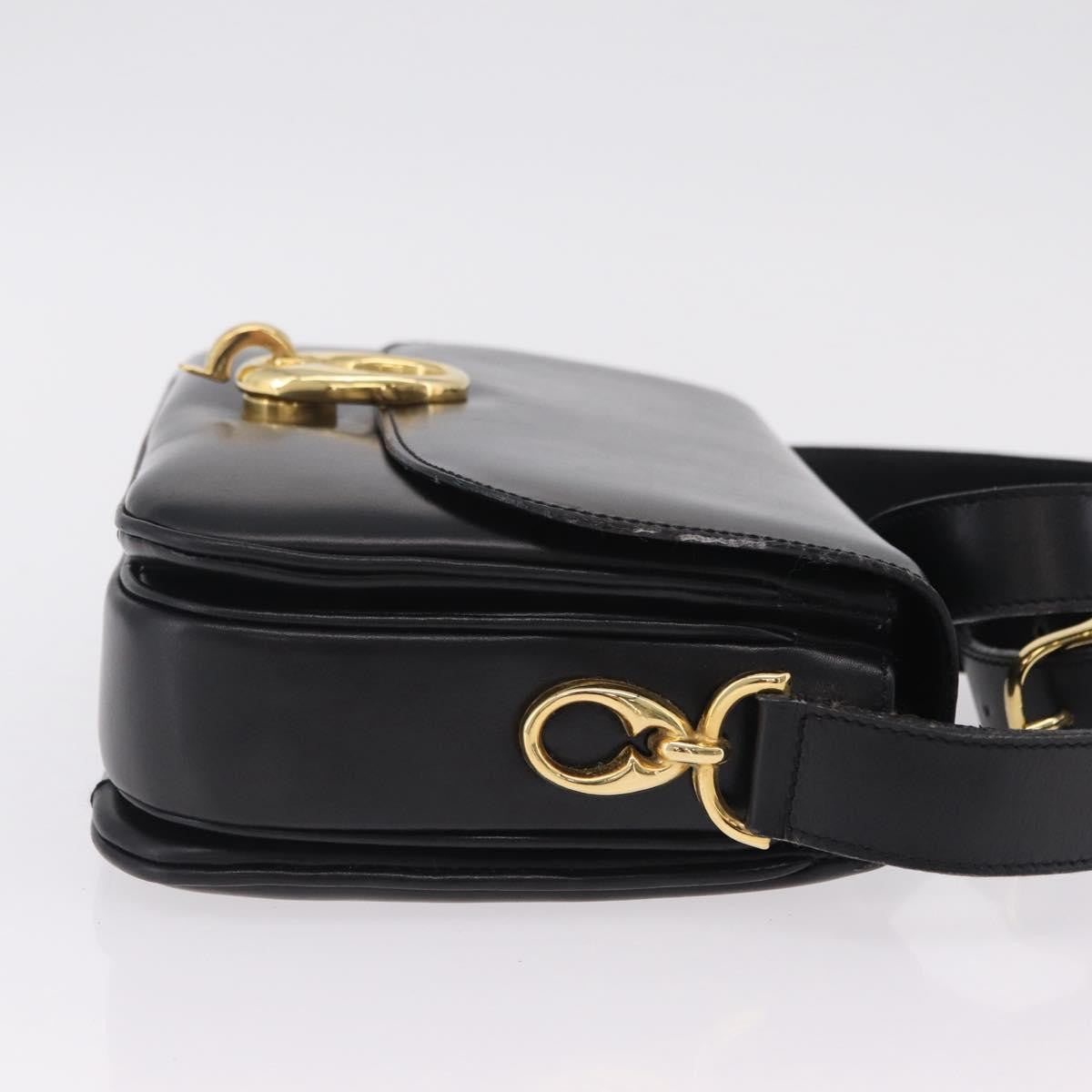 Celine Flap Shoulder Leather Black Leather Shoulder Bag Bag (Pre-Owned)