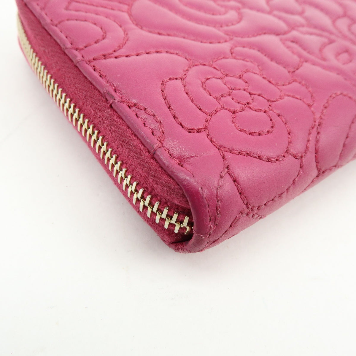 Chanel Zip Around Camellia Patent Pink Calfskin Wallets Accessory (Pre-Owned)