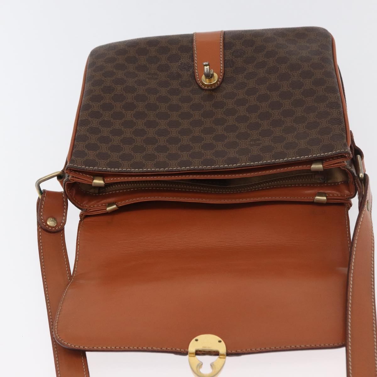 Celine Vintage Macadam Canvas And Leather Brown Canvas Handbag (Pre-Owned)