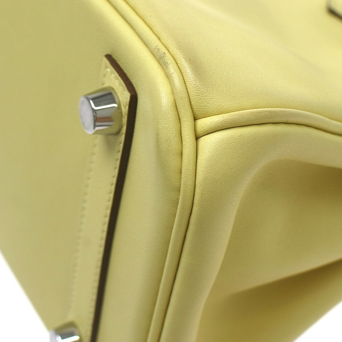 Hermes Birkin Yellow Swift With Palladium Hardware Yellow Leather Handbag (Pre-Owned)