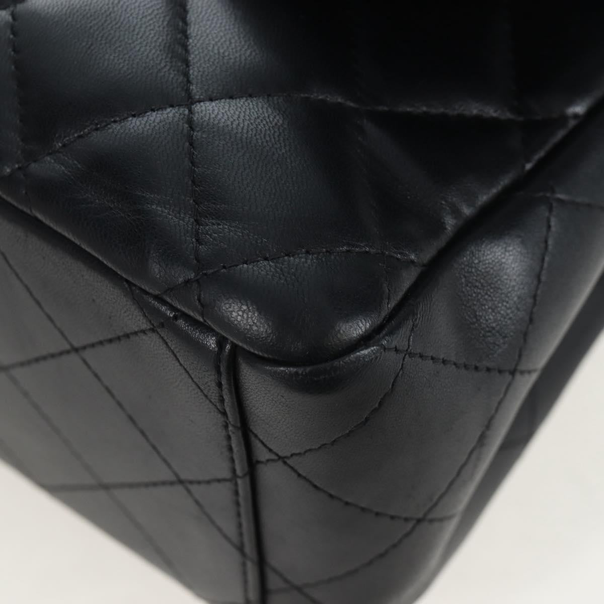 Chanel Classic Timeless Double Flap Quilted Caviar Black Leather Handbag (Pre-Owned)