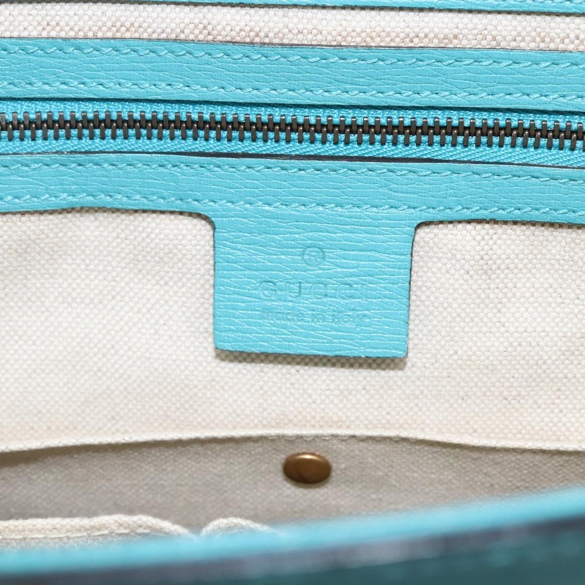 Gucci Bright Bit Convertible Tote Leather Blue Leather Tote Bag Bag (Pre-Owned)