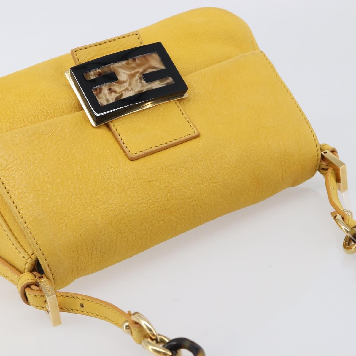 Fendi Fendi Mamma Baguette Monogram Canvas Yellow Leather Handbag (Pre-Owned)