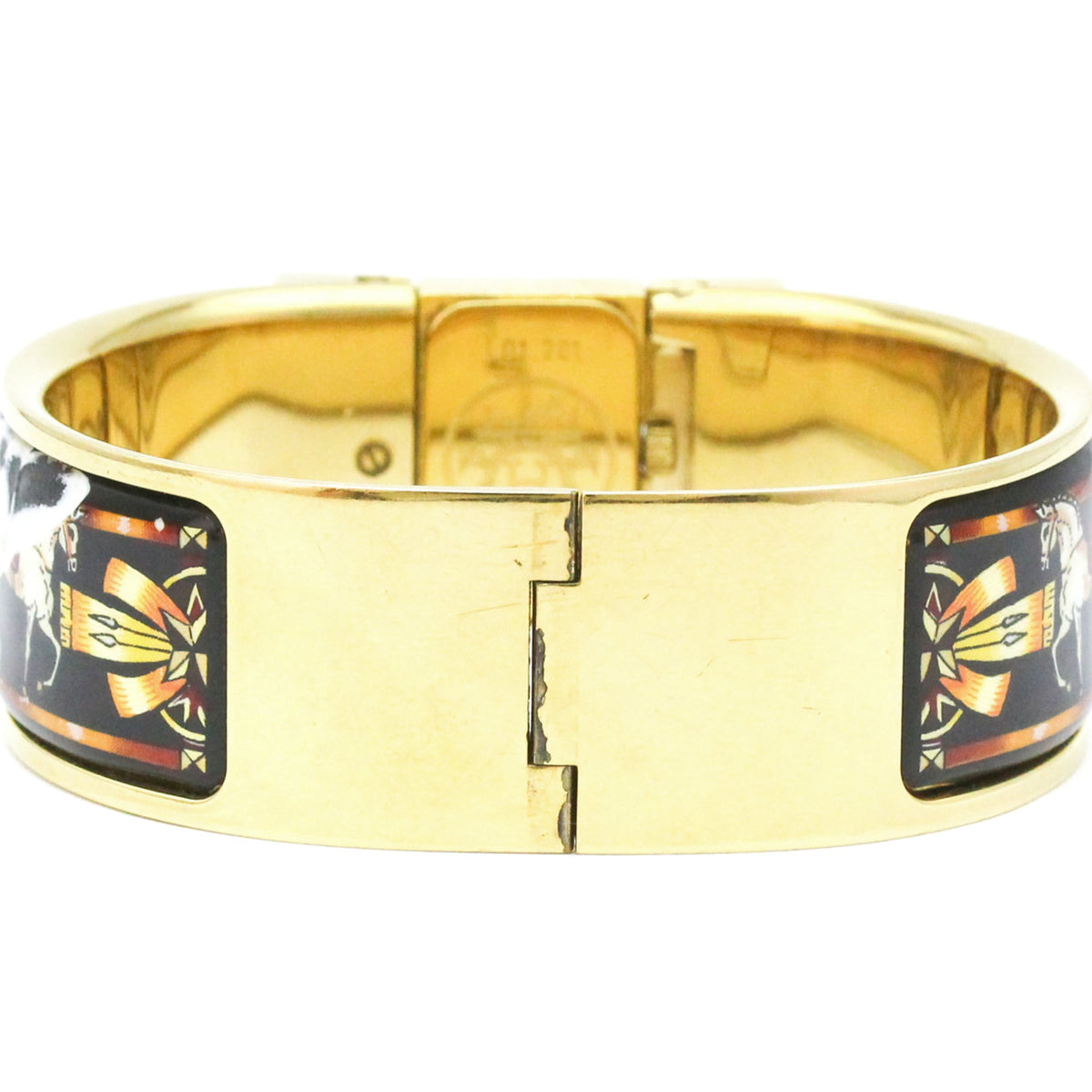 Hermes Loquet Quartz Plated Metal And Printed Enamel Watch (Pre-Owned)