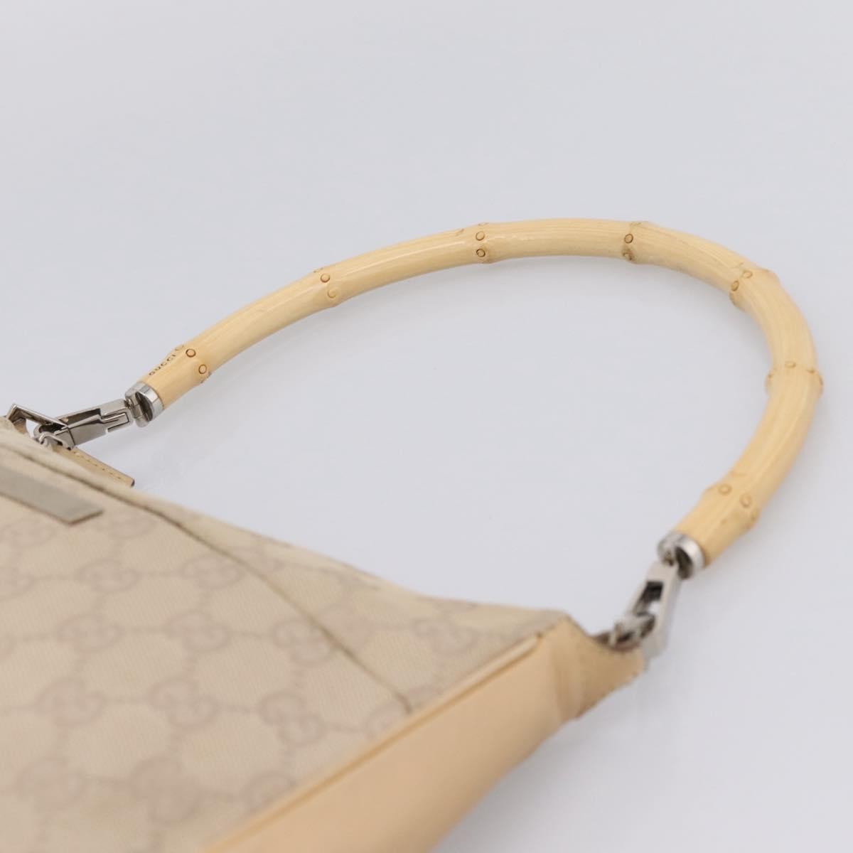 Gucci Bamboo Top Handle Gg Canvas Beige Canvas Handbag (Pre-Owned)