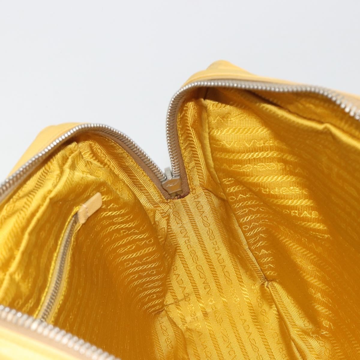 Prada Bauletto Tessuto With Saffiano Leather Yellow Canvas Handbag (Pre-Owned)