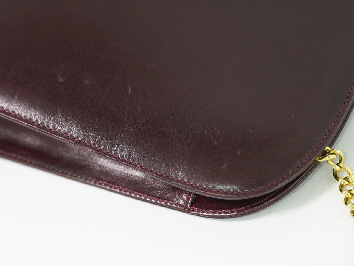Salvatore Ferragamo Vintage Gancini Chain Leather Burgundy Leather Shoulder Bag Bag (Pre-Owned)
