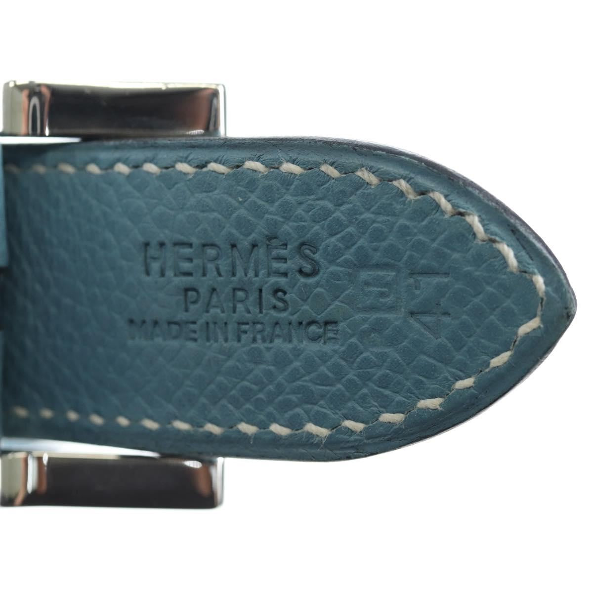 Hermes Trim Clemence Blue Leather Shoulder Bag Bag (Pre-Owned)