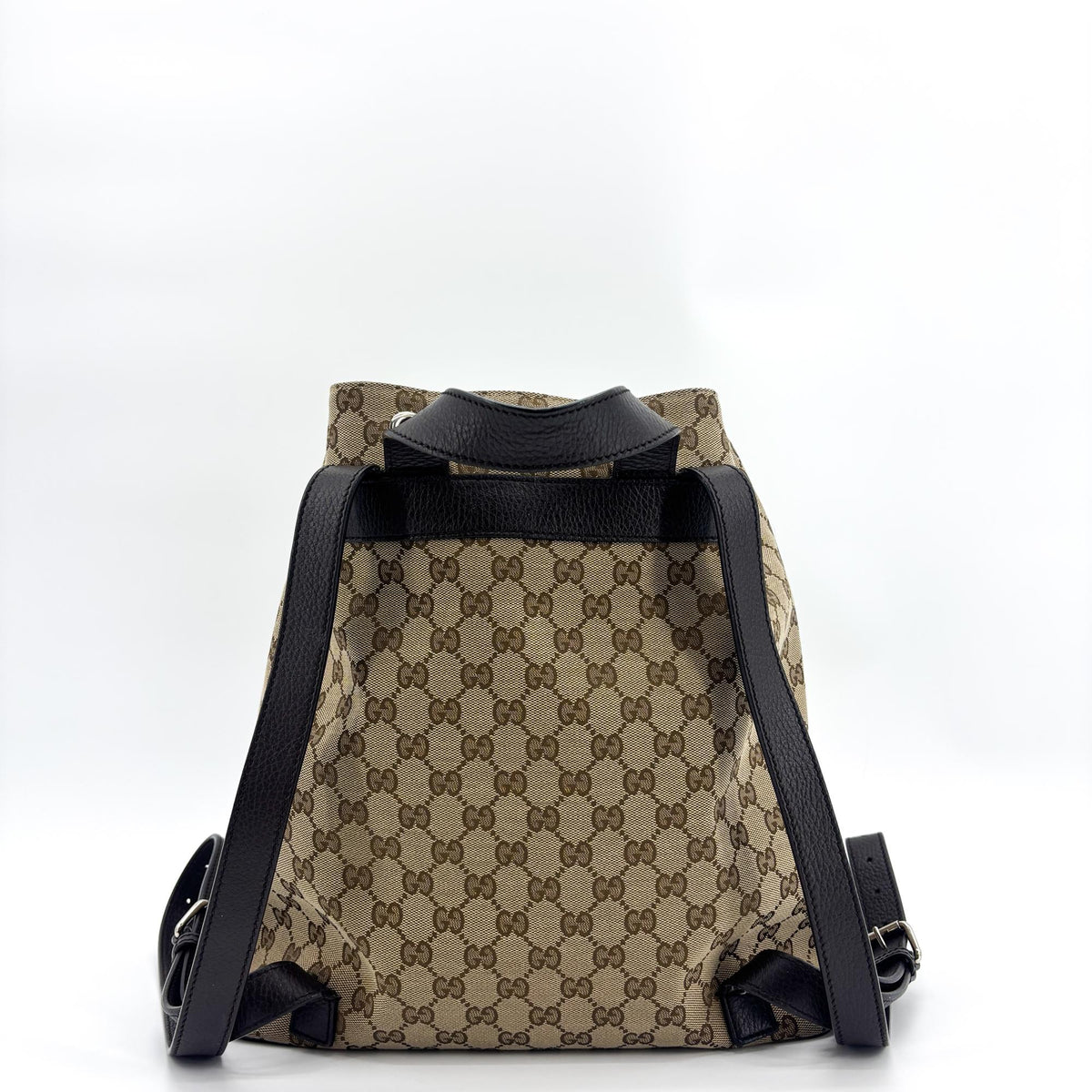 Gucci Drawstring Gg Canvas Black Canvas Backpack Bag (Pre-Owned)