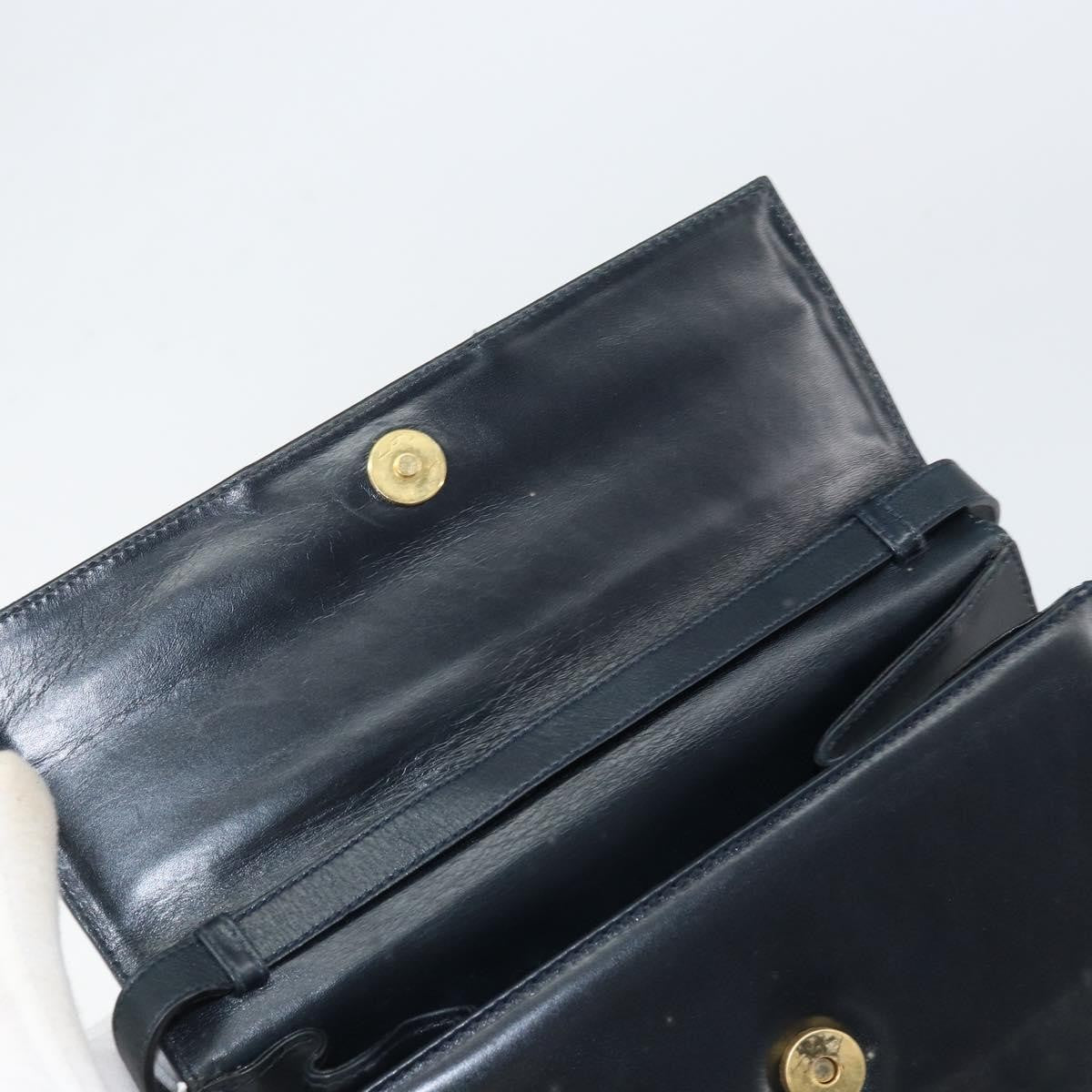 Salvatore Ferragamo Gancini Leather Black Leather Shoulder Bag Bag (Pre-Owned)
