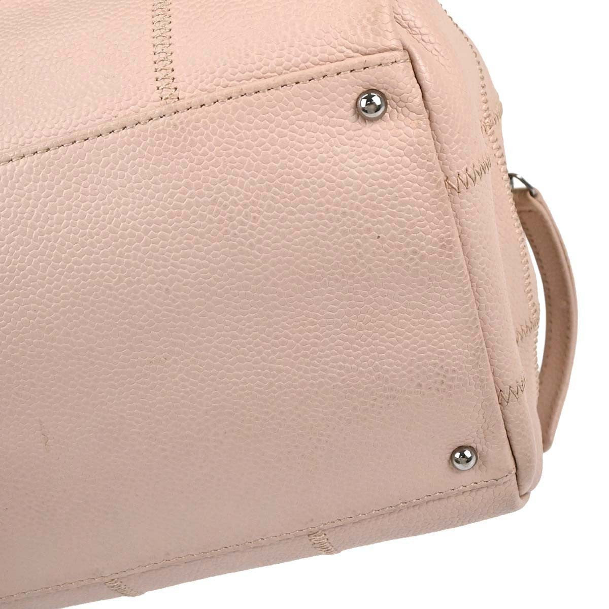 Chanel Square Stitch Bowler Quilted Calfskin Pink Leather Shoulder Bag Bag (Pre-Owned)
