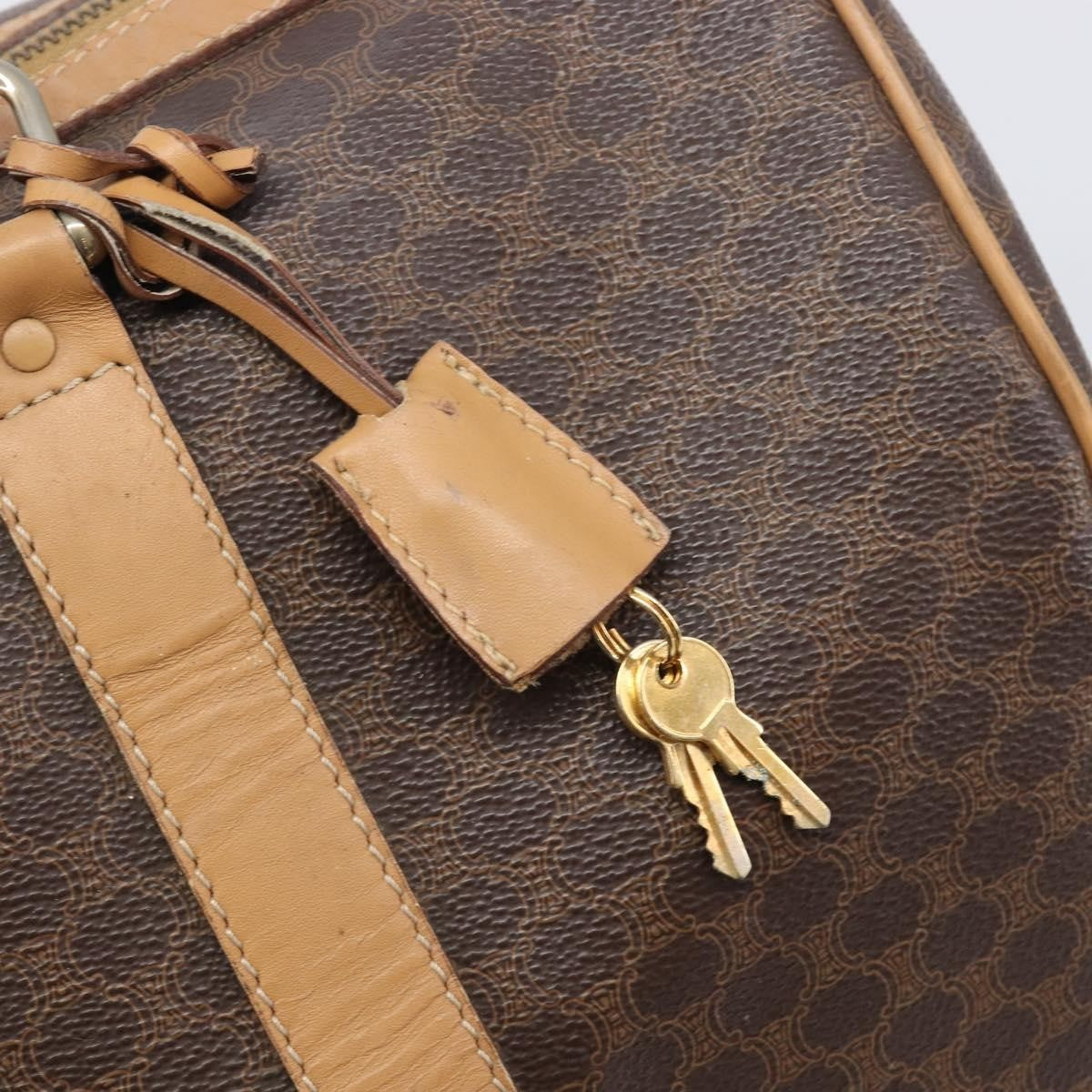 Celine Vintage Duffle Macadam Coated Canvas Brown Canvas Handbag (Pre-Owned)