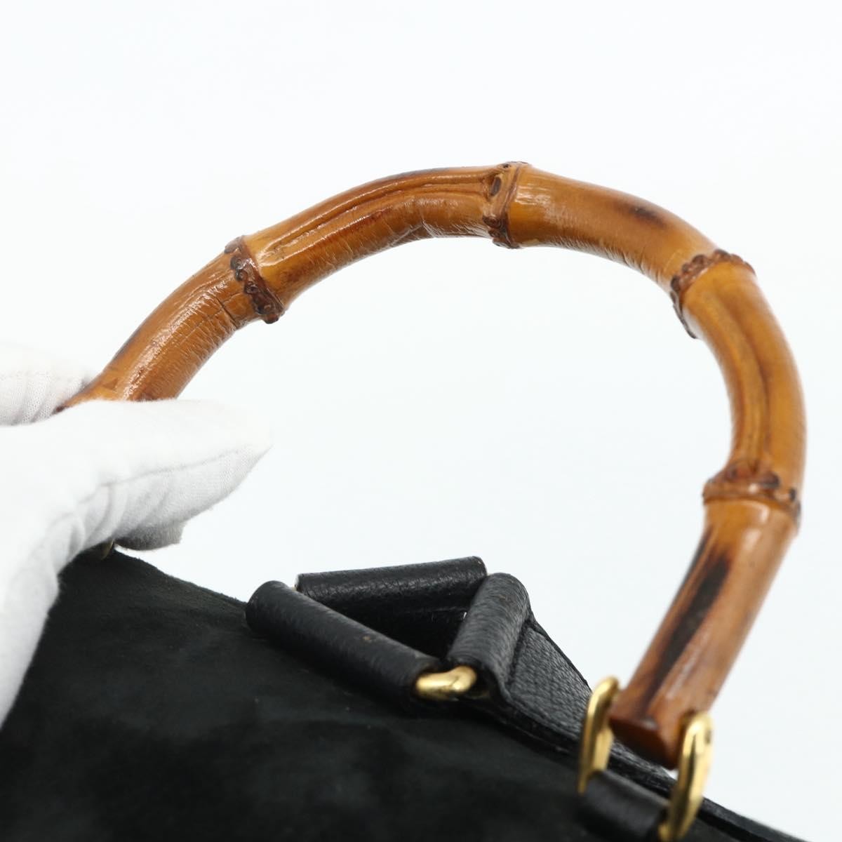 Gucci Vintage Bamboo Suede Black Suede Backpack Bag (Pre-Owned)