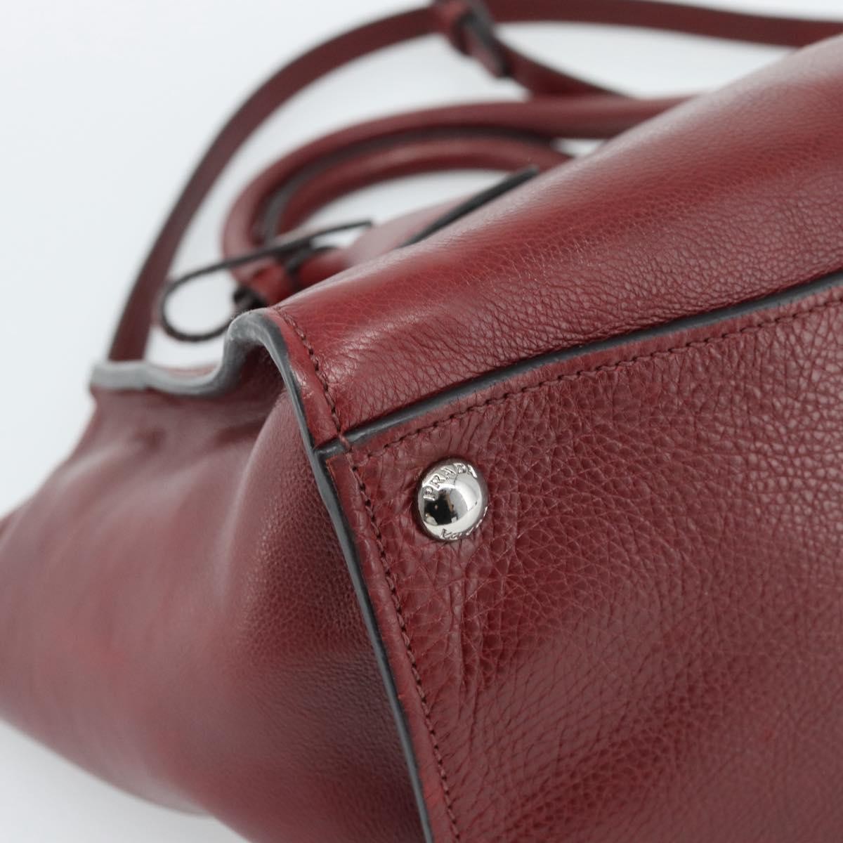 Prada Double Zip Lux Saffiano Leather Red Leather Tote Bag Bag (Pre-Owned)