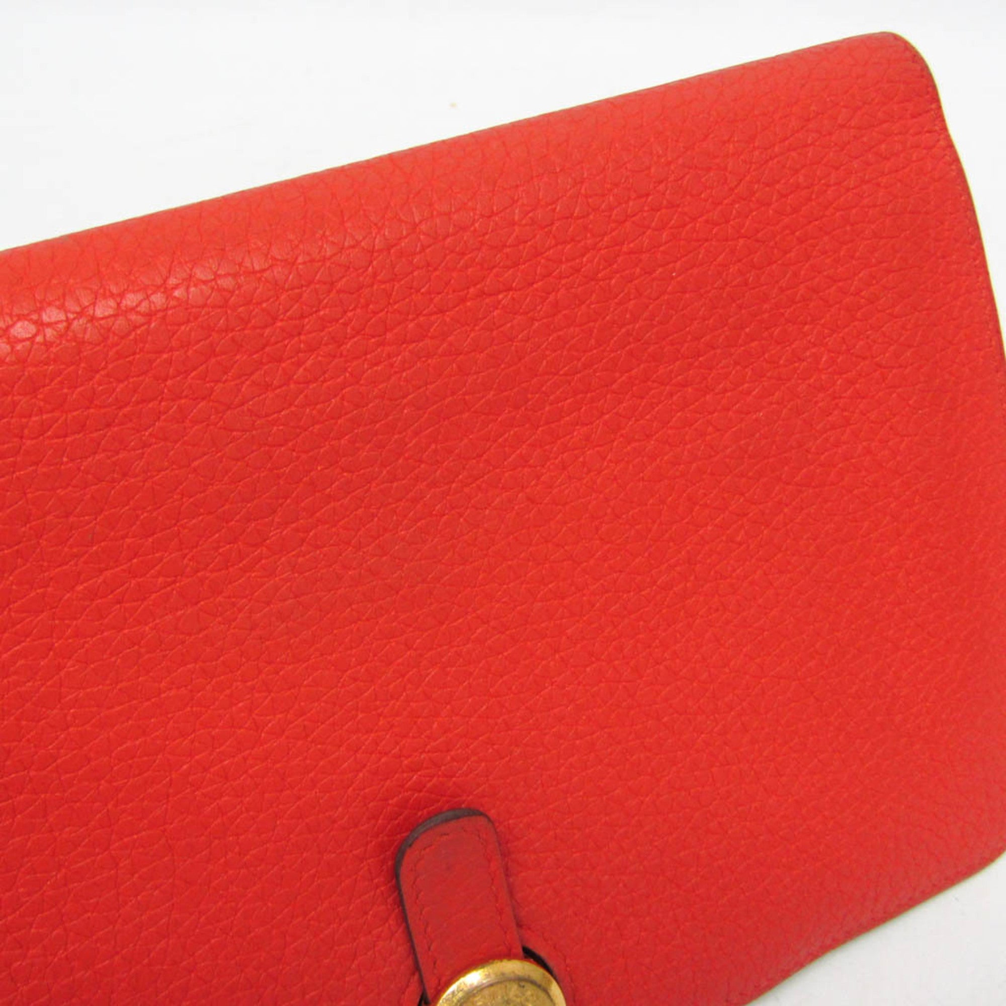 Hermes Dogon Duo Combined Leather Red Leather Wallets Accessory (Pre-Owned)