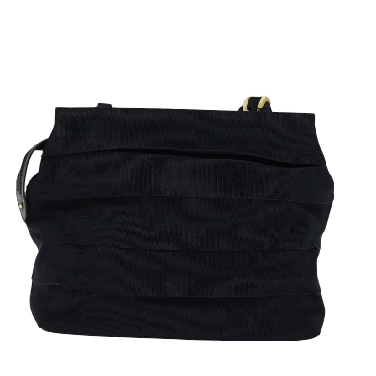Salvatore Ferragamo Vala Canvas Navy Canvas Shoulder Bag Bag (Pre-Owned)