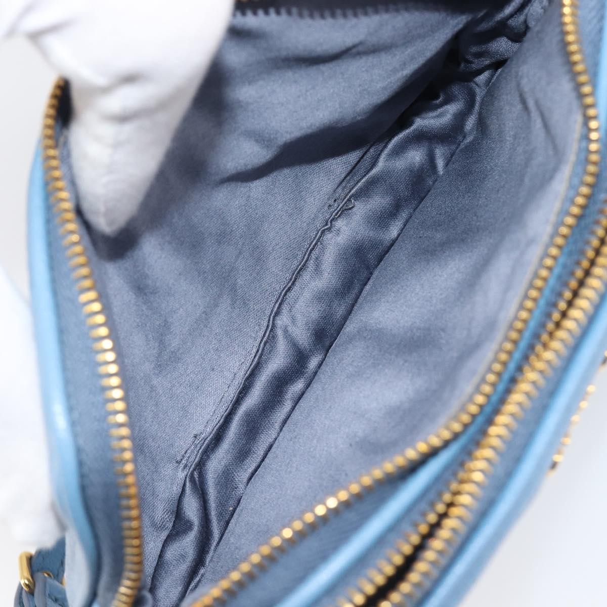 Miu Miu Double Zip Pochette Leather Blue Leather Clutche & Pouche Bag (Pre-Owned)