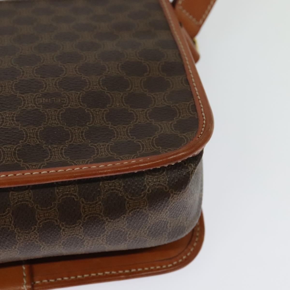 Celine Vintage Macadam Canvas And Leather Brown Canvas Shoulder Bag Bag (Pre-Owned)