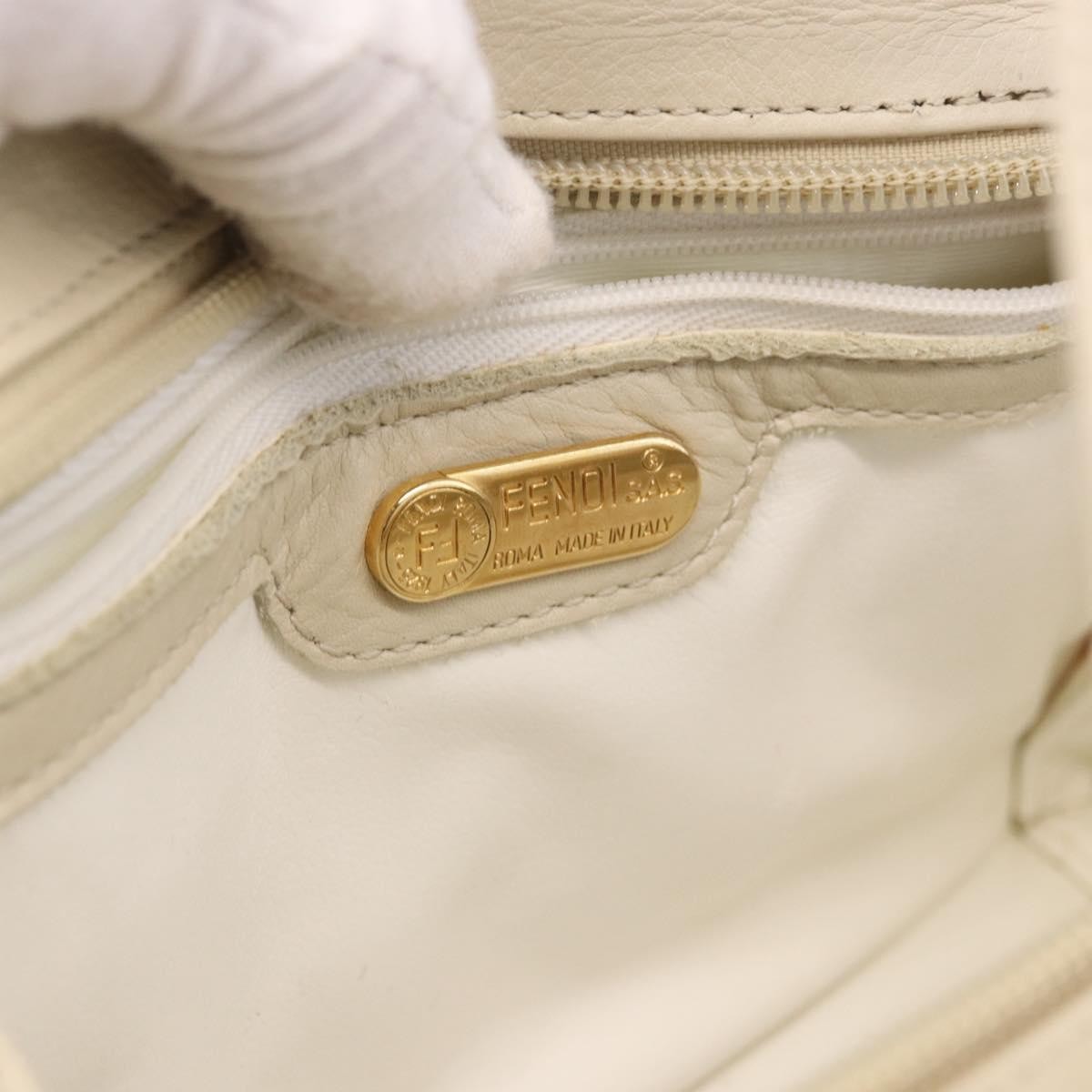 Fendi Vintage Handbag Leather Beige Leather Handbag (Pre-Owned)