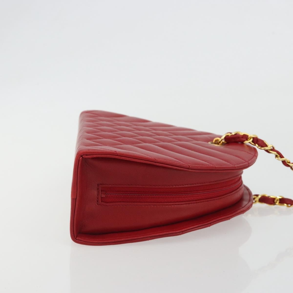 Chanel Vintage Chain Evening Mixed Quilt Lambskin Red Leather Clutche & Pouche Bag (Pre-Owned)