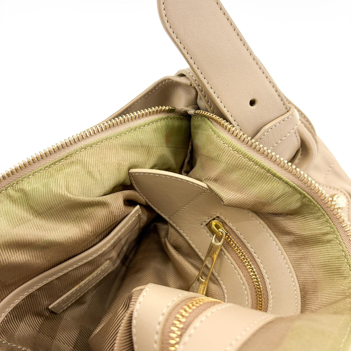 Burberry Enmore Quilted Leather Beige Leather Shoulder Bag Bag (Pre-Owned)