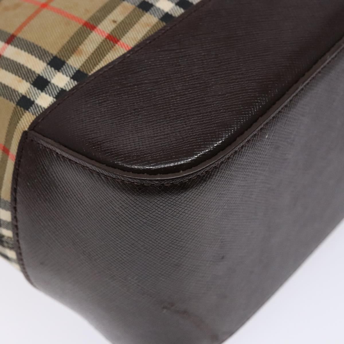 Burberry Nova Check Tote Canvas Check Pattern Beige Canvas Bag (Pre-Owned)