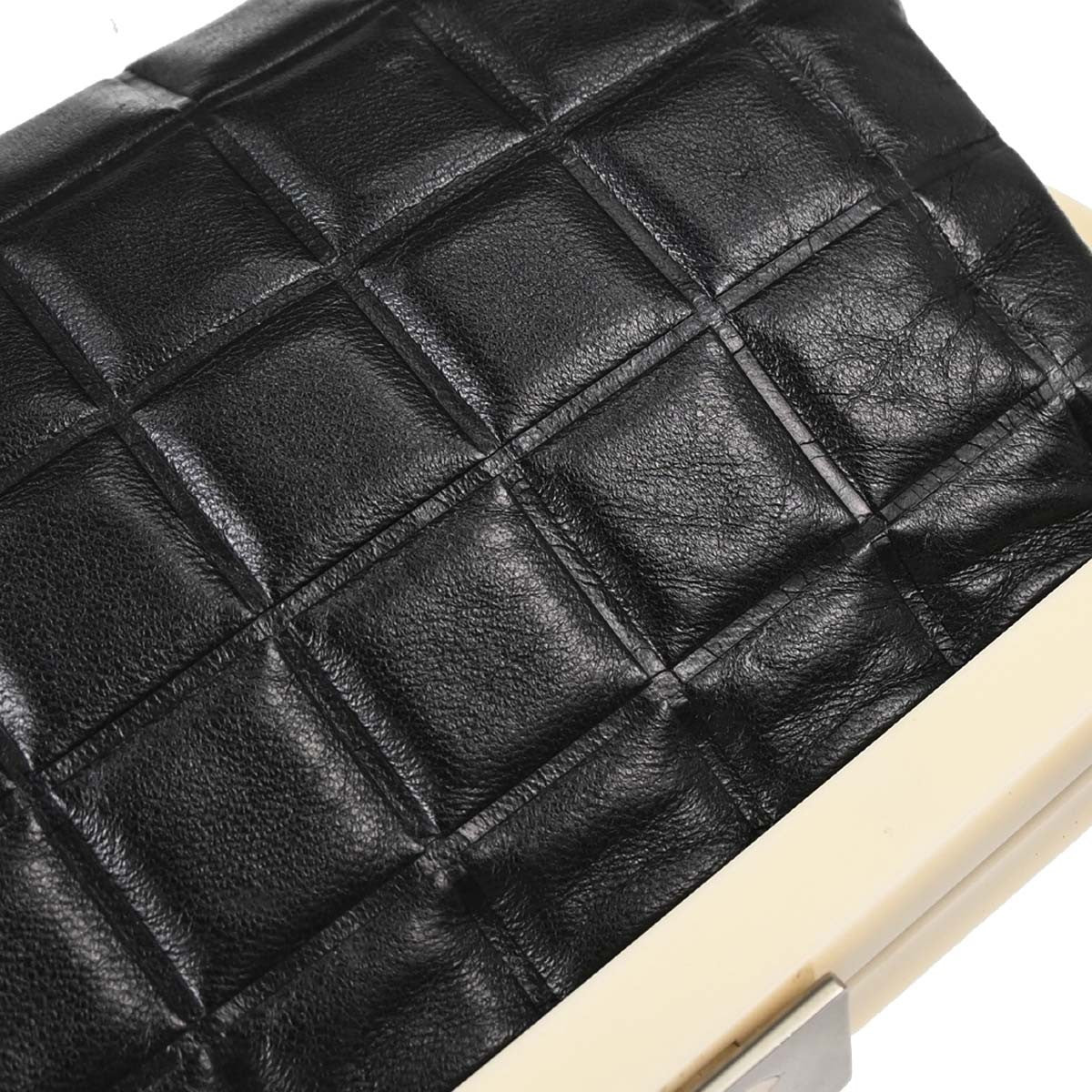 Chanel Chocolate Bar Frame Quilted Lambskin Black Leather Shoulder Bag Bag (Pre-Owned)