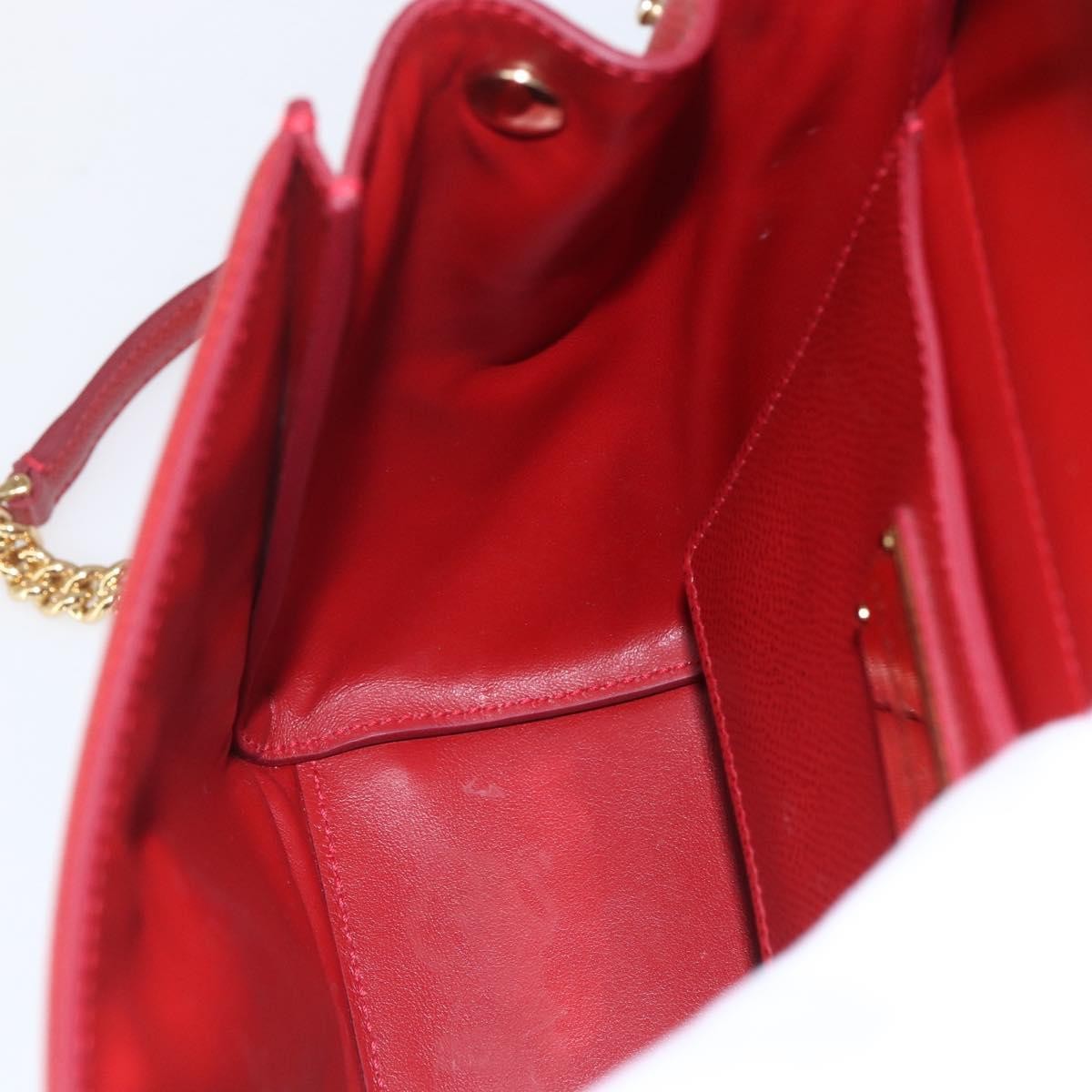 Salvatore Ferragamo Carrie Vara Saffiano Leather Red Leather Shoulder Bag Bag (Pre-Owned)