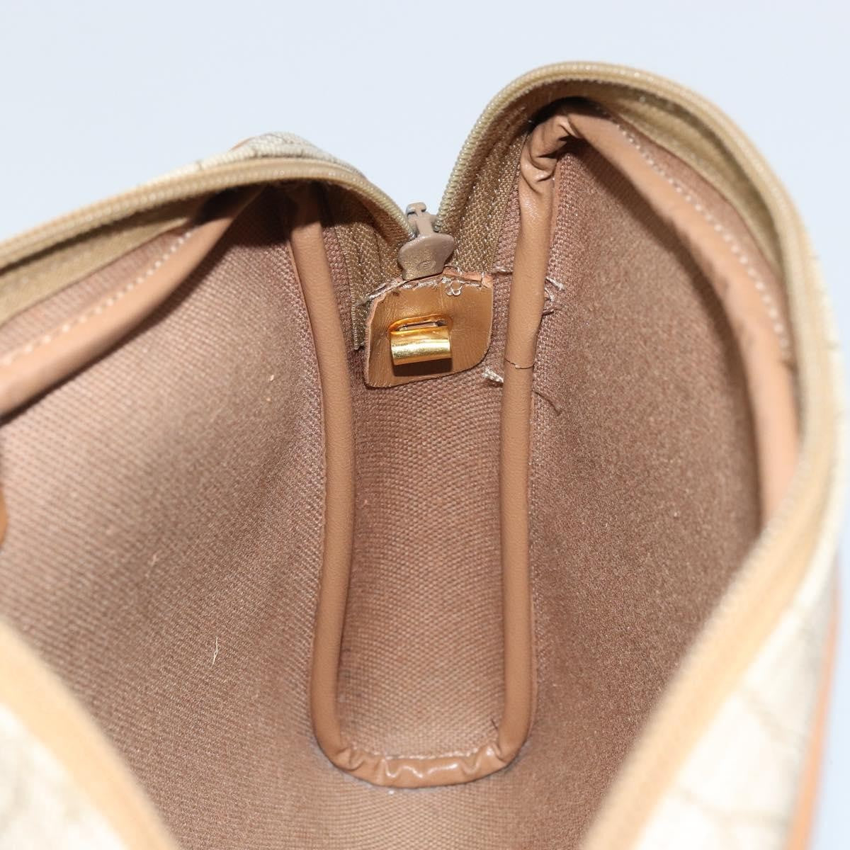 Christian Dior Vintage Honeycomb Canvas And Leather Beige Canvas Shoulder Bag Bag (Pre-Owned)