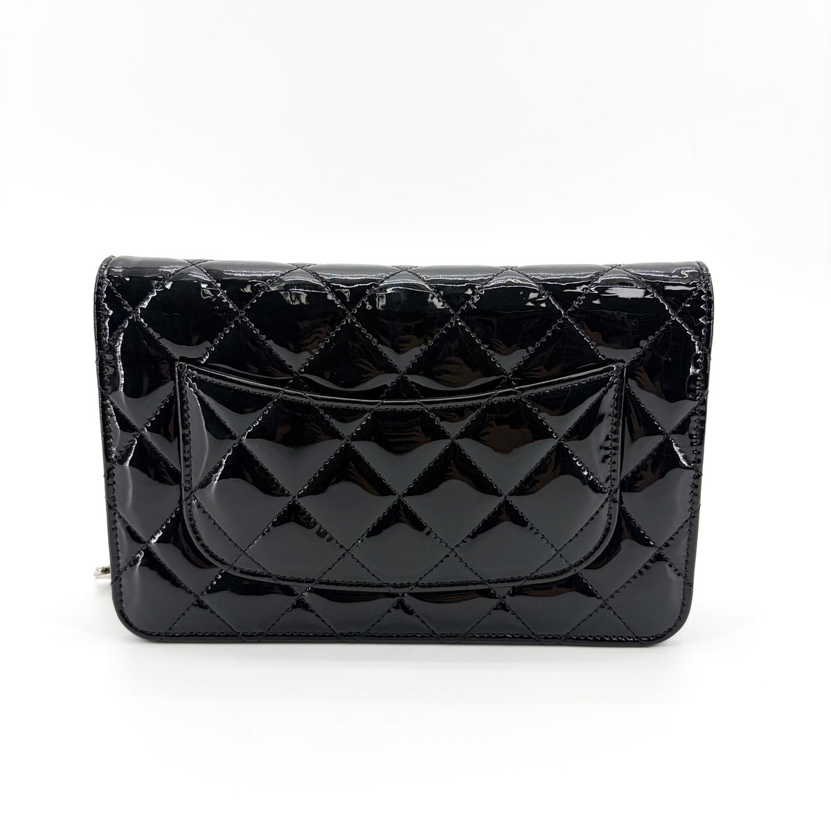 Chanel So Black Wallet On Chain Quilted Patent Black Patent_Leather Crossbody Bag Bag (Pre-Owned)