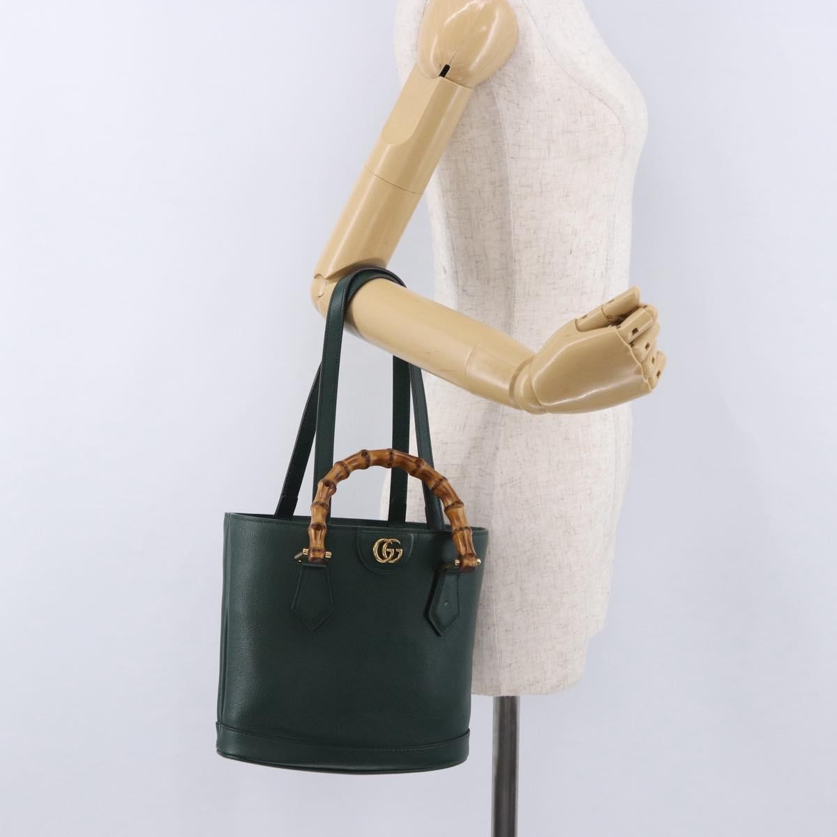 Gucci Diana Bamboo Handle Round Tote Leather Green Leather Tote Bag Bag (Pre-Owned)