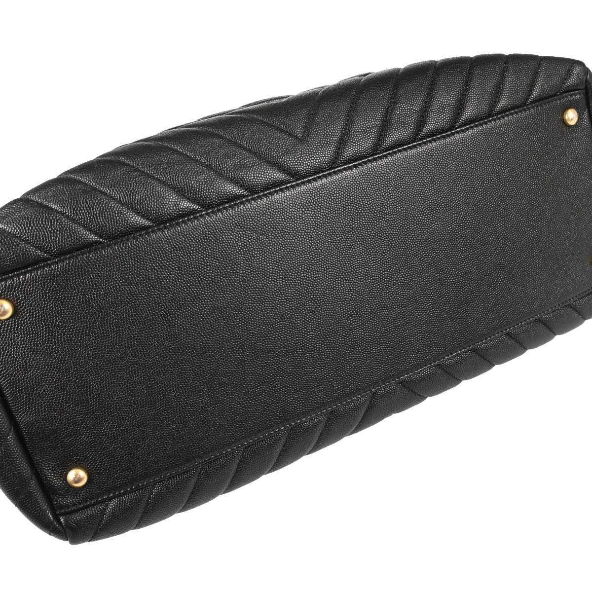 Chanel Shopping Quilted Knit Pluto Glitter Black Calfskin Handbag (Pre-Owned)