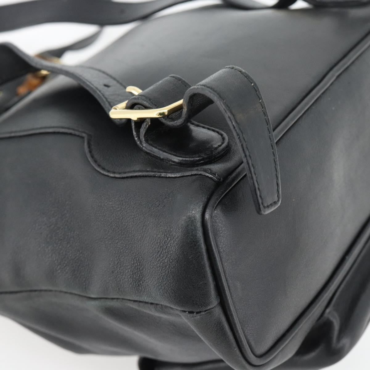 Gucci Vintage Bamboo Leather Black Leather Backpack Bag (Pre-Owned)