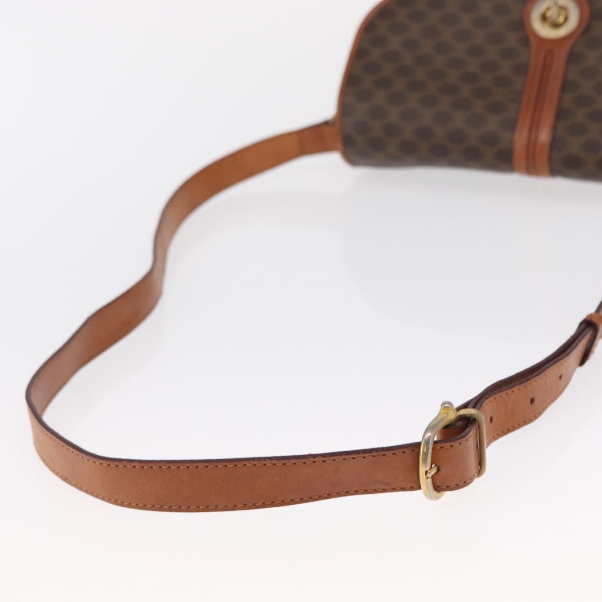 Celine Vintage Macadam Canvas And Leather Brown Canvas Shoulder Bag Bag (Pre-Owned)