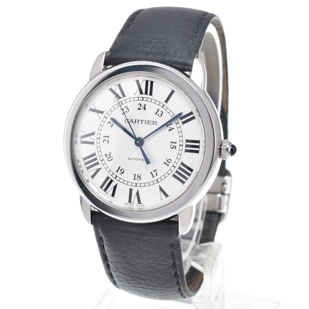 Cartier Ronde Solo De Cartier Automatic Stainless Steel And Leather Watch (Pre-Owned)
