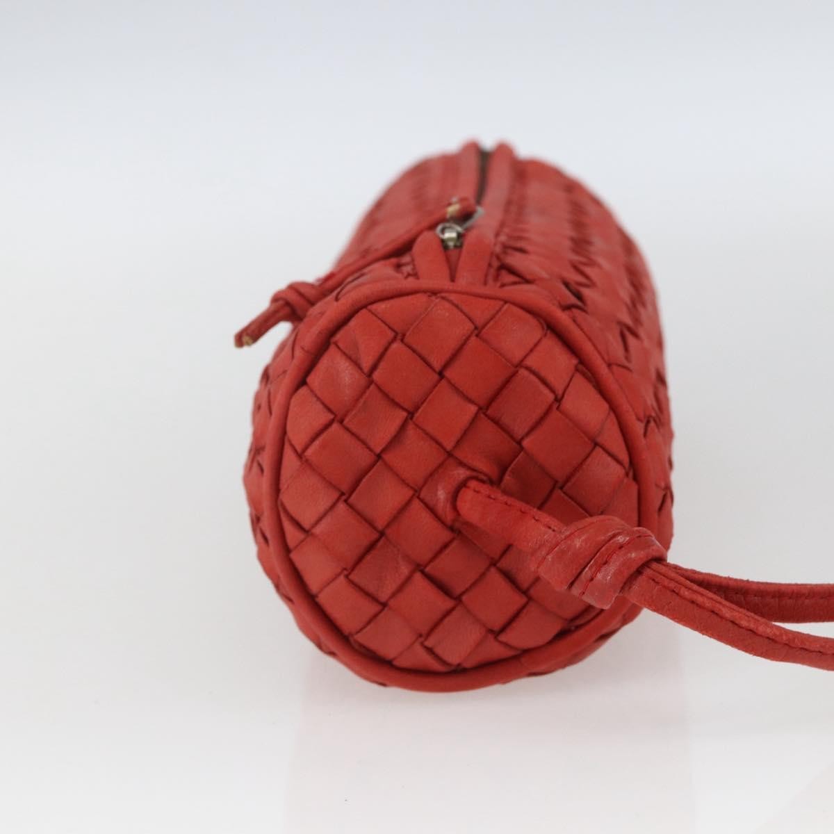 Bottega Veneta Intrecciato Clutch Leather Red Leather Clutche & Pouche Bag (Pre-Owned)
