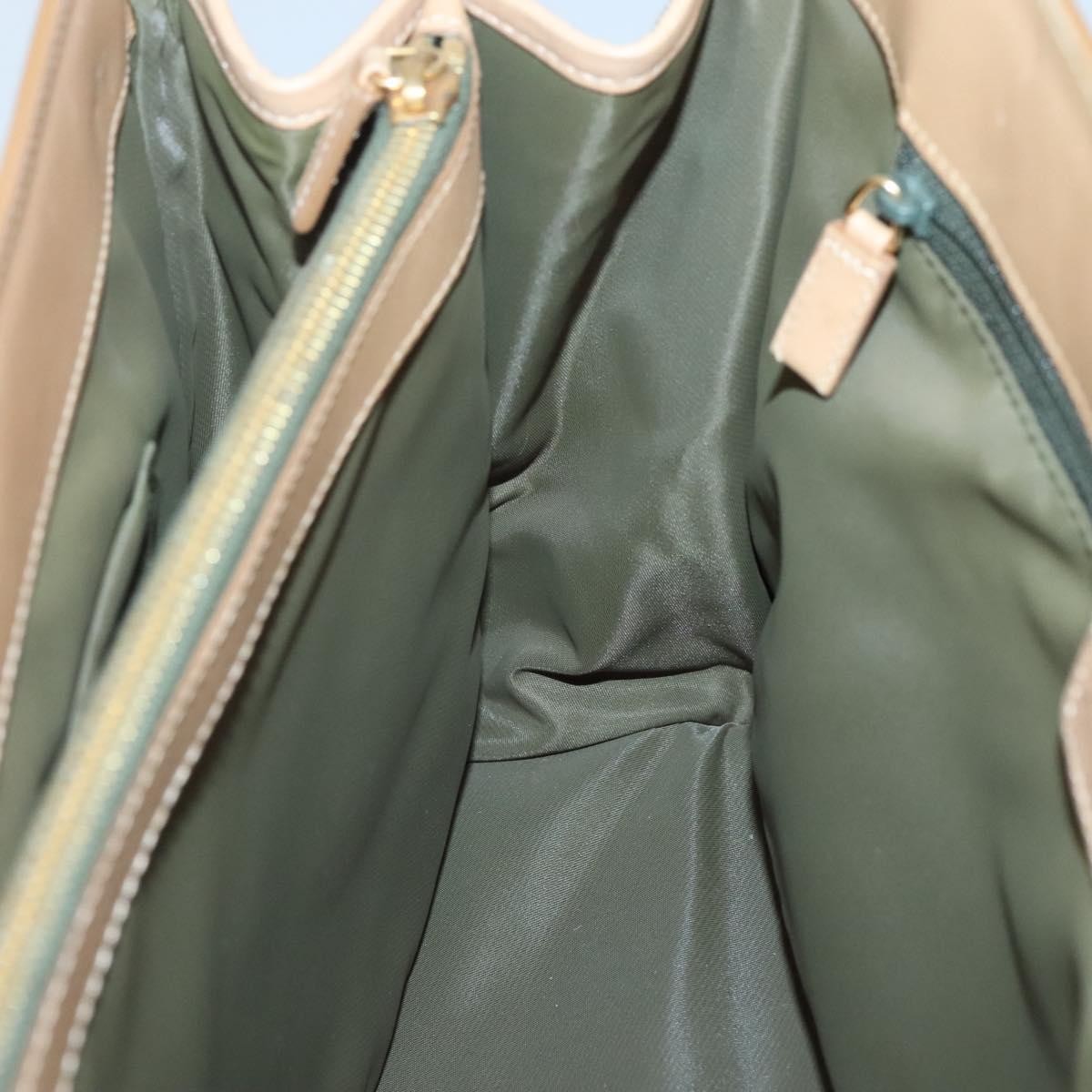 Christian Dior Vintage Trotter Double Pocket Tote Diorissimo Canvas Khaki Canvas Bag (Pre-Owned)