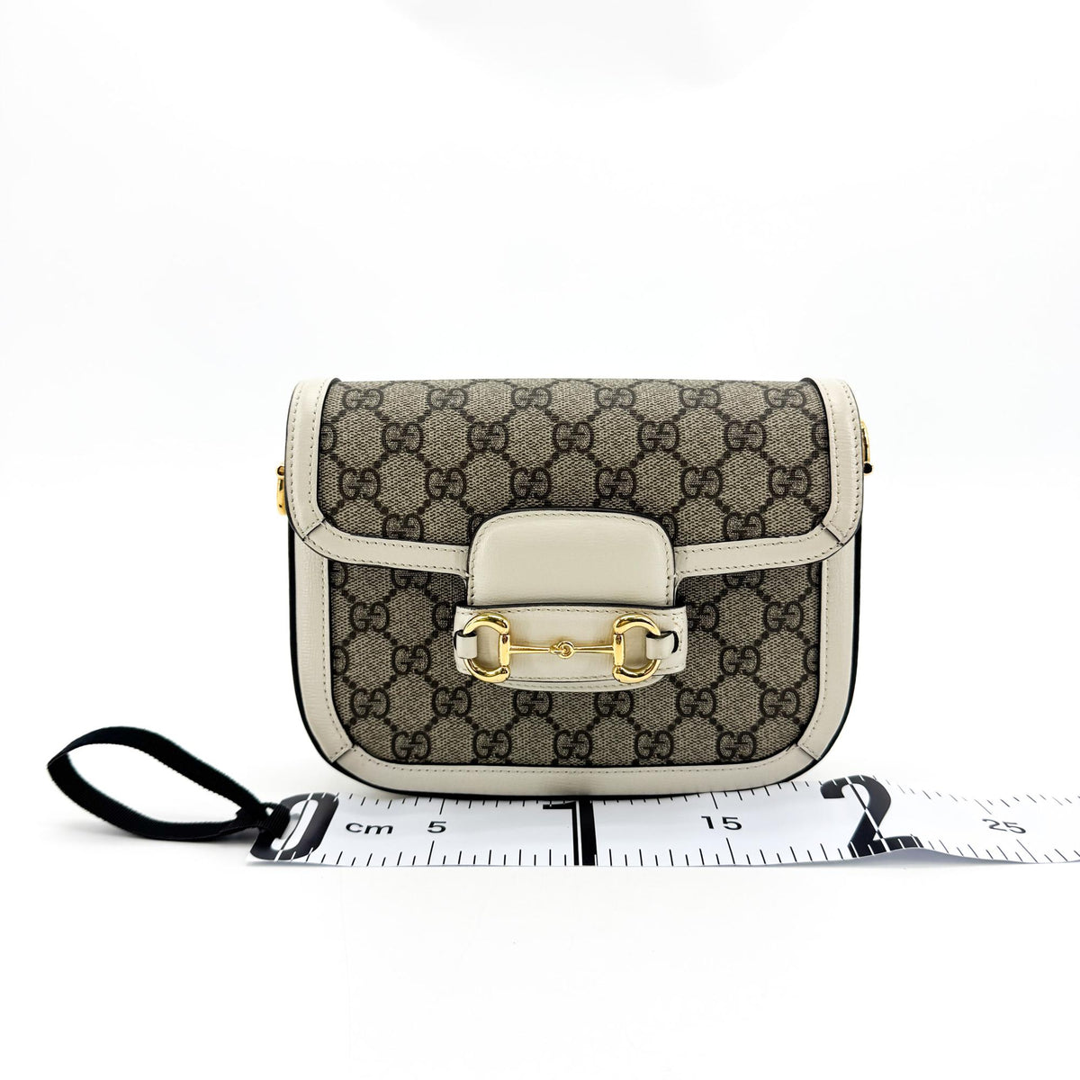 Gucci Horsebit 1955 Gg Coated Canvas With Leather White Canvas Shoulder Bag Bag (Pre-Owned)