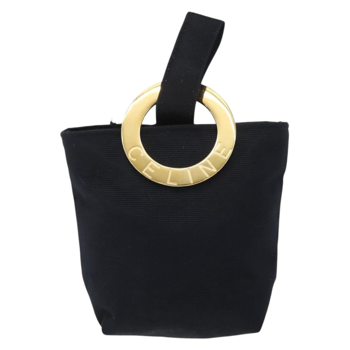 Celine Circle Logo Pouch Canvas Black Canvas Clutche & Pouche Bag (Pre-Owned)