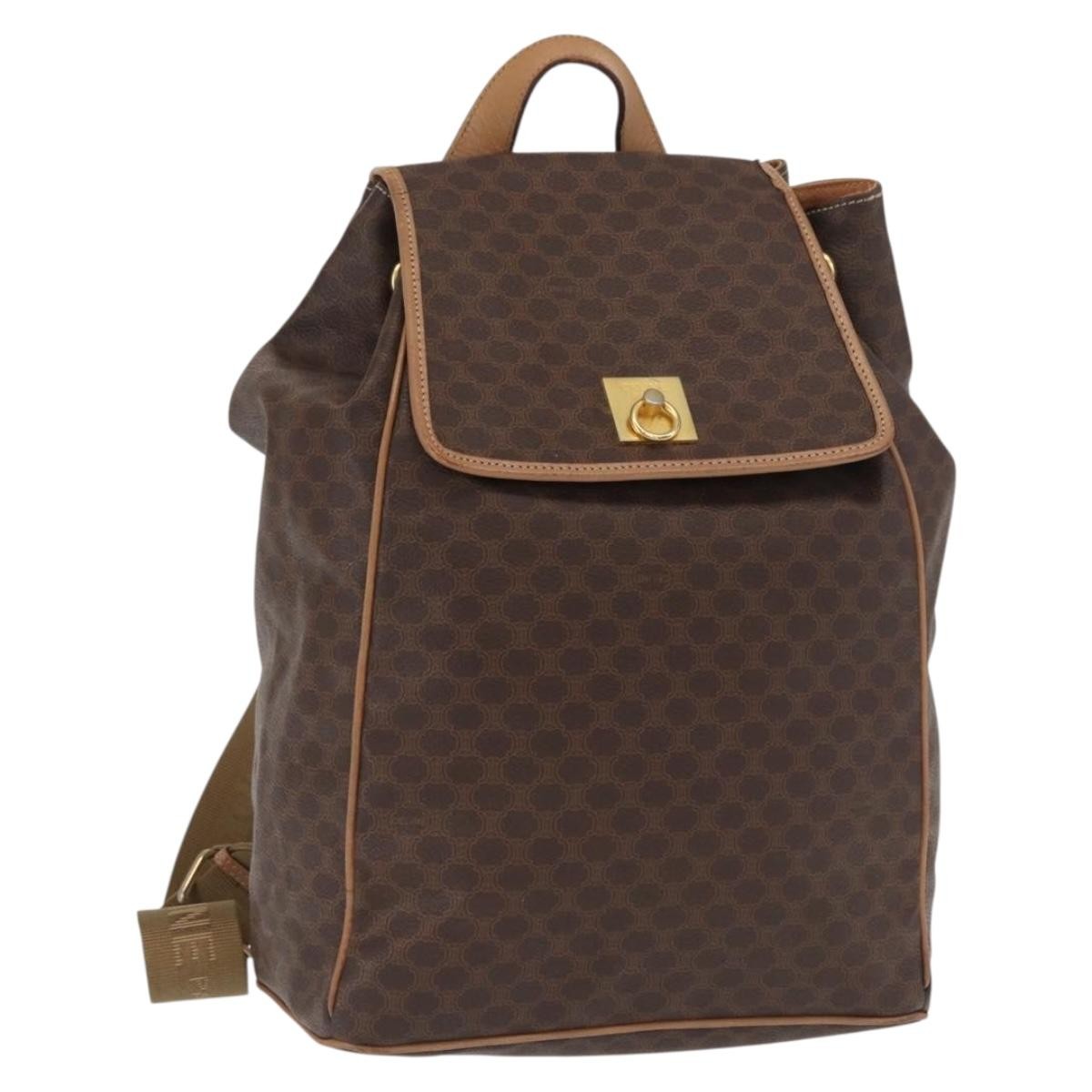 Celine Vintage Macadam Canvas And Leather Brown Canvas Backpack Bag (Pre-Owned)