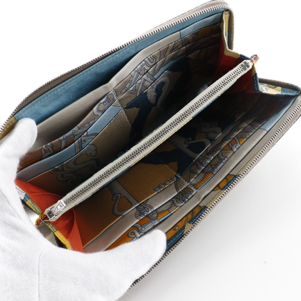 Hermes Azap Zip Around Epsom Beige Leather Wallets Accessory (Pre-Owned)