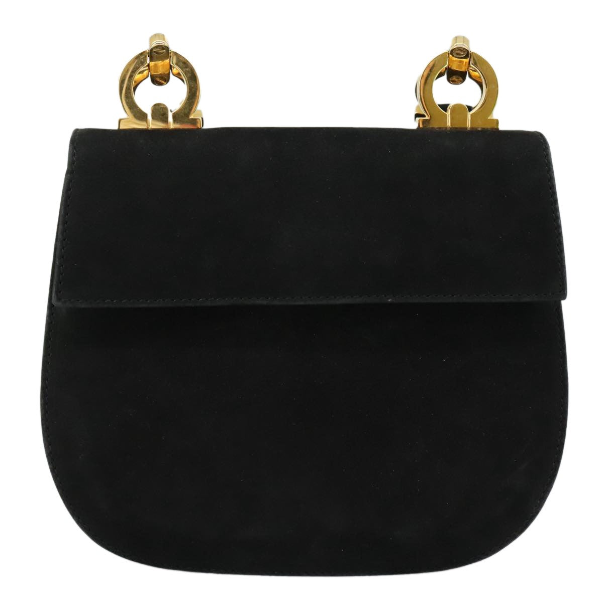 Salvatore Ferragamo Gancini Suede Black Suede Shoulder Bag Bag (Pre-Owned)