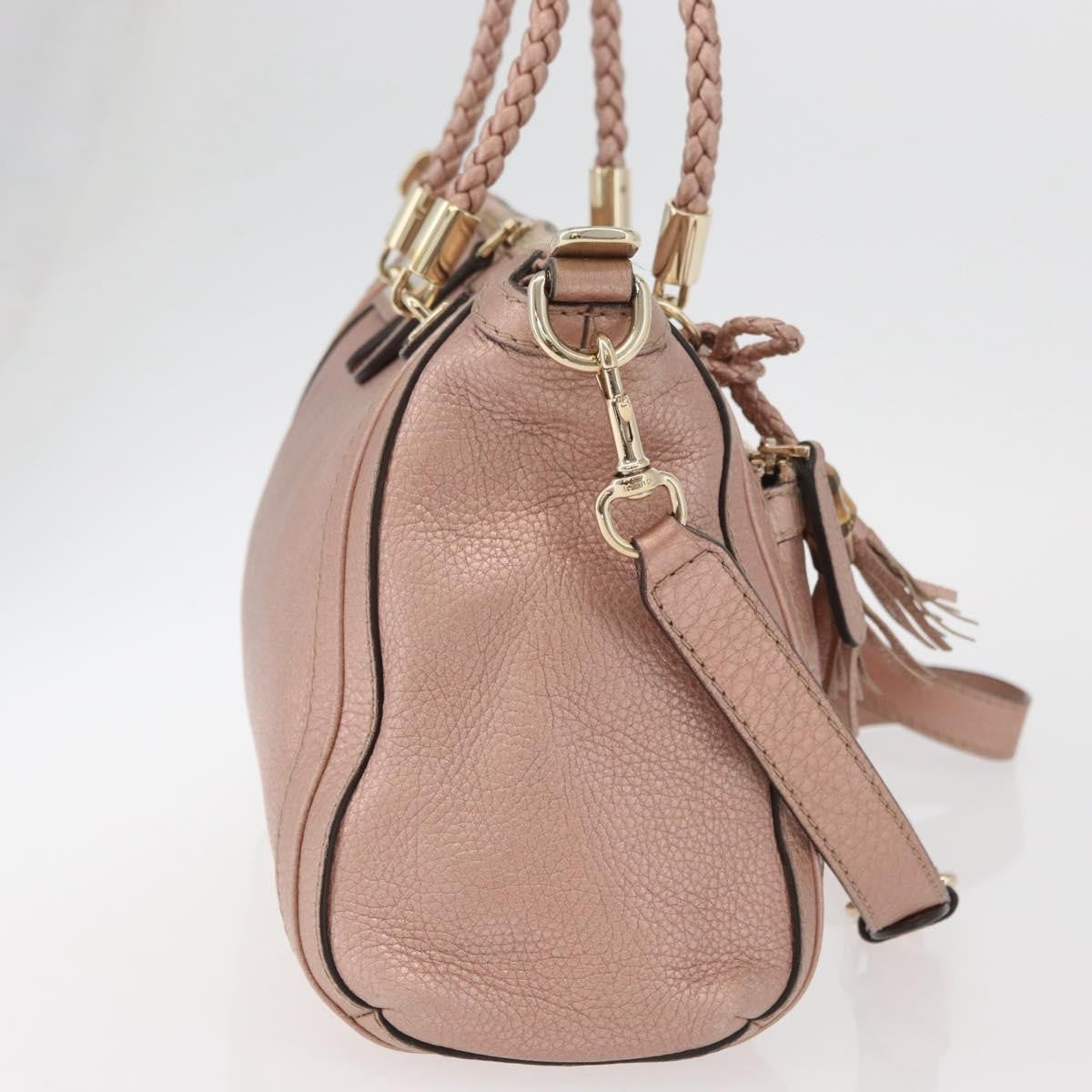 Gucci Bella Convertible Top Handle Leather Pink Leather Handbag (Pre-Owned)